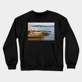 Corfu coastline (and Albania) Crewneck Sweatshirt